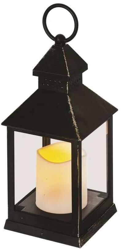 EMOS DCLV02 LED Dekoration, Laterne antik, schwarz blinkend, 3x AAA, Innen, Vintage, Timer (1550001014)