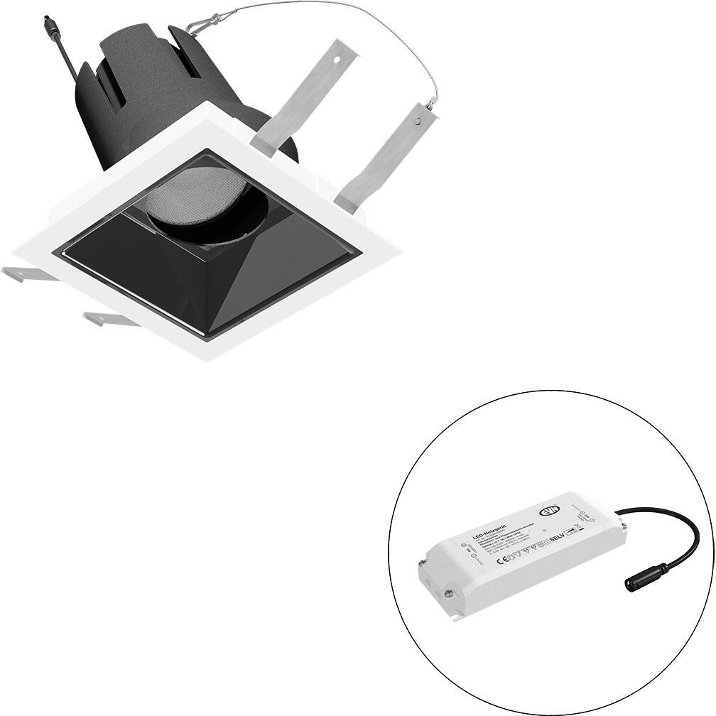 EVN SELECTO LED Deckeneinbau, quadratisch, schwenkbar, IP20, 220-240V/AC, 25W, 4000K, 3063lm, inkl. Netzgerät, Phase, Reflektor schwarz/hochglänzend,