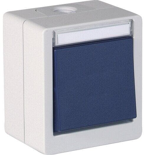 OPUS RESIST Kreuzschalter, Aufputz, hellgrau/stahlblau (755.643.06)