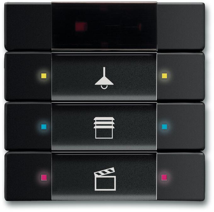 Busch-Jaeger 6129/01-885 Bedienelement, 3/6-fach, Multifunktion Infrarotschnittstelle Multifunktion/Farbkonzept, KNX Powernet, Schwarz matt (2CKA00613