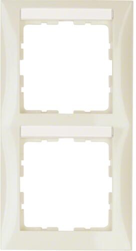 Berker 10128912 Rahmen mit Beschriftungsfeld, 2fach, senkrecht, S.1, weiß glänzend