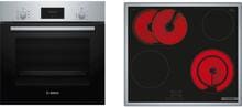 Bosch HBD231VR61 EEK:A Einbau-Backofen-Set mit Elektro-Kochfeld (HBF133BR0 + PKN645BA2E), 60 cm breit, 66 L, Edelstahl