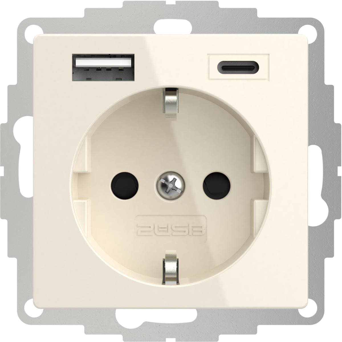 2USB Schutzkontakt-Steckdose inCharge Pro SI USB A/C cremeweiß glänzen