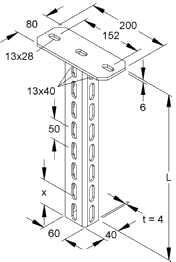Niedax HU6040/300 Hängestiel, U-Profil, 60x40x300 mm, feuerverz.
