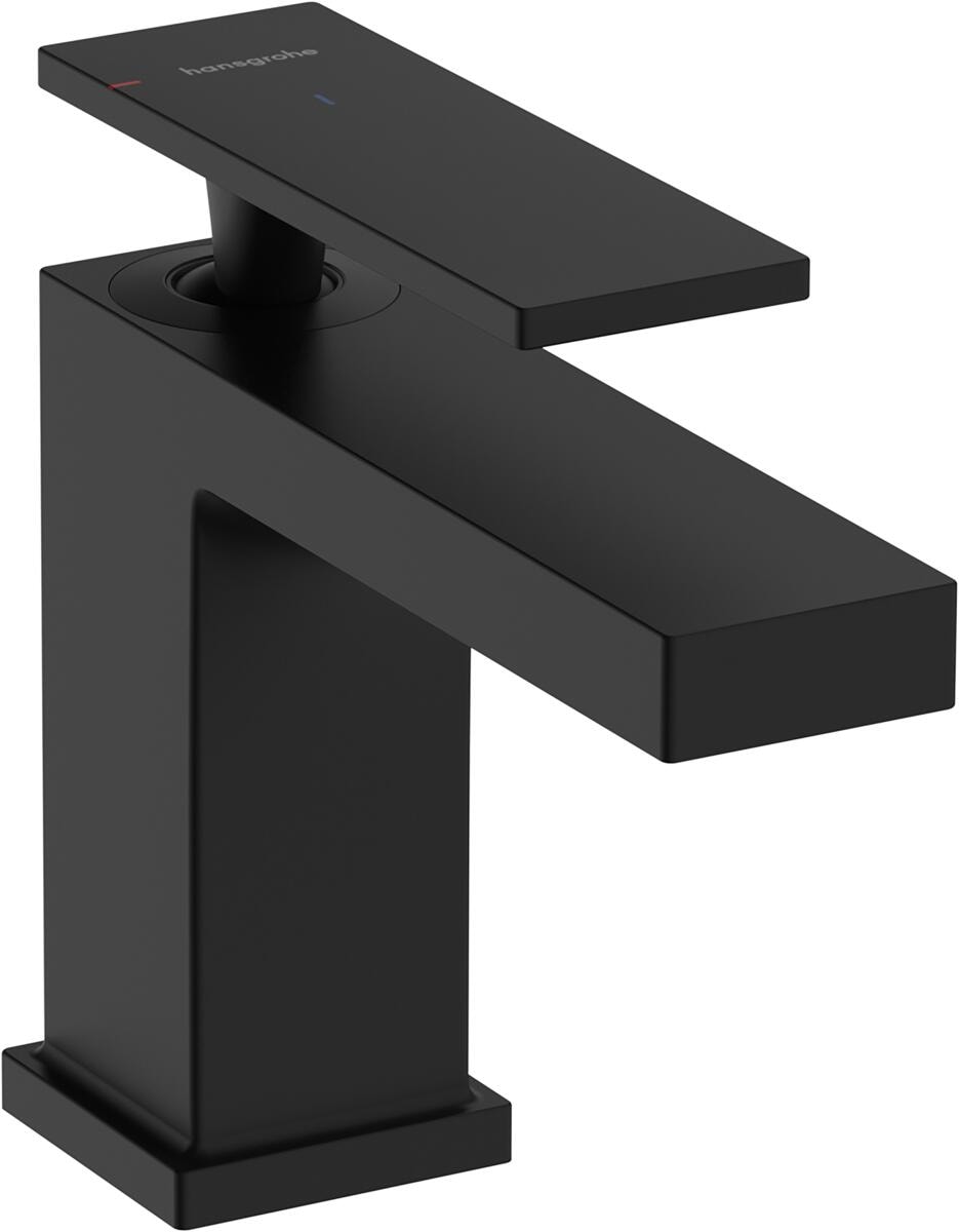 hansgrohe Tecturis E Einhebel-Waschtischarmatur 80 CoolStart wassersparend+ ohne Ablaufgarnitur, Messing, 4 l/min, Mattschwarz, (73001670)