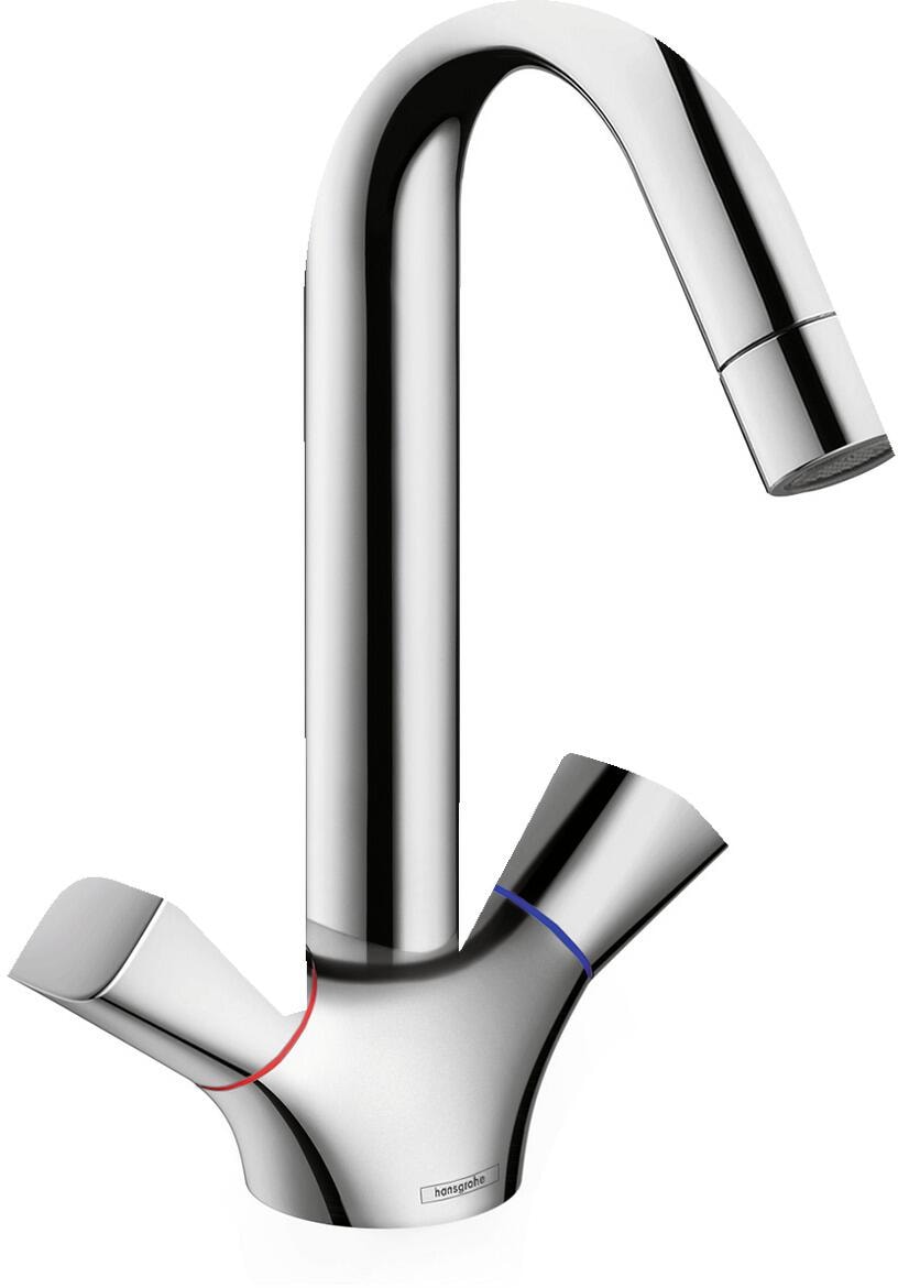 hansgrohe Logis 2-Griff Waschtischarmatur 150 mit Zugstangen-Ablaufgarnitur, Messing, 5 l/min, Chrom (71222000)