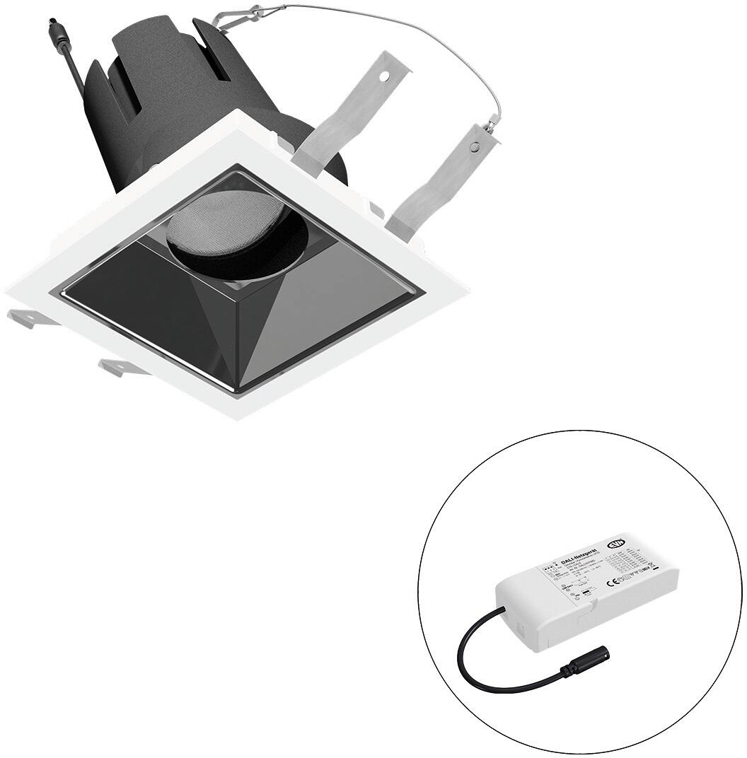 EVN SELECTO LED Deckeneinbau, quadratisch, schwenkbar, IP20, 220-240V/AC, 18W, 4000K, 2205lm, inkl. Netzgerät, DALI, Reflektor silber/hochglänzend, 6.