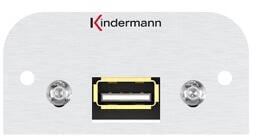 Kindermann Konnect 54 alu Anschlussblende USB 2.0 Typ A Buchse / Buchse, 54 x 54 mm (7441000522)