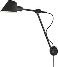 Nordlux Stay Wandleuchte, E27, IP20, 60W, verstellbarer Leuchtenkopf, Aluminium, schwarz (2020455003)