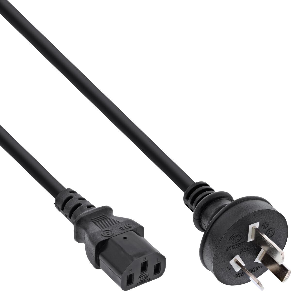 InLine Netzkabel, Netzstecker China auf Kaltgerätestecker C13, 3,0m (16653M)
