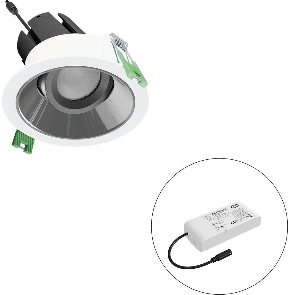 EVN SELECTO LED Deckeneinbau, rund, dreh-/schwenkbar, IP20, 220-240V/AC, 13W, 2700K, 1593lm, inkl. Netzgerät, DALI, Reflektor silber/hochglänzend, 29.