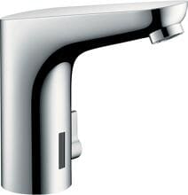 hansgrohe Focus Elektronik-Waschtischarmatur 130 mit Temperaturregulierung Batteriebetrieb, Messing, 5 l/min, mit Rückflussverhinderer, Chrom, (31171000)