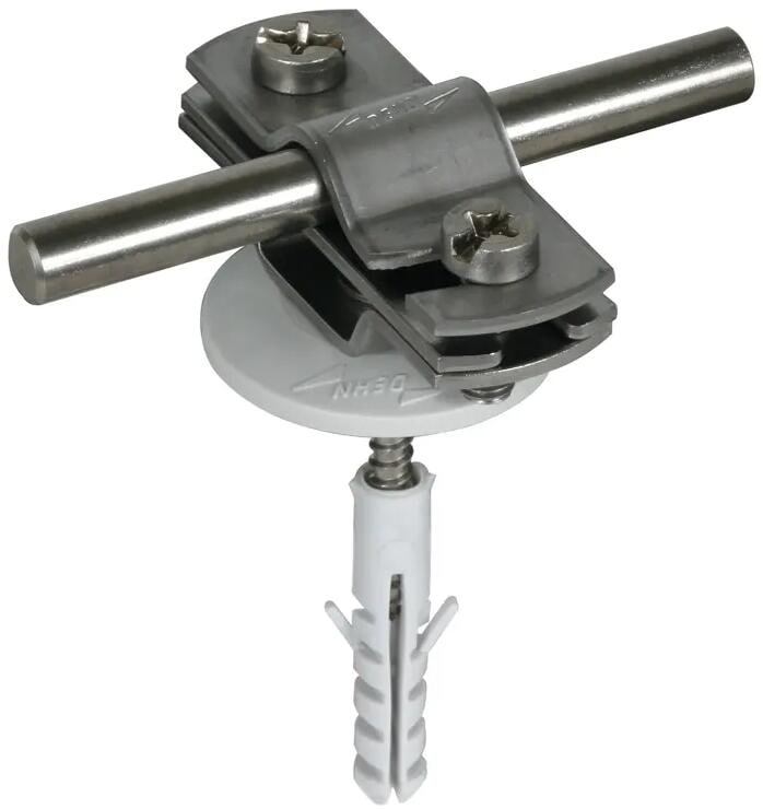 Dehn LH ZS 7.10 FL30 AS KD8X40 V2A Leitungshalter mit Überleger und Holzschraube+Dübel, NIRO, Rd 7-10/Fl 30mm (286819)