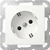 Gira 441803 SCHUKO-Steckdose 16 A 250 V~ mit um 30° gedrehtem Einsatz und Shutter System 55, Reinweiß glänzend