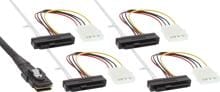 InLine SAS Anschlusskabel, Mini-SAS SFF-8087 an 4x SAS + Strom, 0,75m (27621)