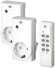 Brennenstuhl Funkschalt-Set RCS 1000 N Comfort, 2er Funksteckdosen Set mit Handsender, weiß (1507150)