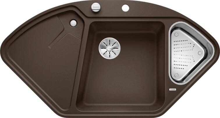 Blanco Delta II-F Granitspüle mit Ablauffernbedienung/Zubehör, cafe (523675)
