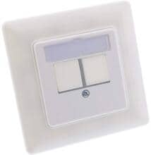 InLine Rahmenset für 2x RJ45 Bu/LSA Einsatz 90°, Keystone SNAP-In, weiß RAL (76202Z)