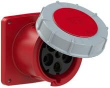 PCE CEE-Anbausteckdose, 125A, 5p, 6h, IP67, POWER TWIST, 120x120, gerade, rot (345-6)