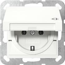 Gira 445403 SCHUKO-Steckdose 16 A 250 V~ mit Klappdeckel System 55, Reinweiß glänzend