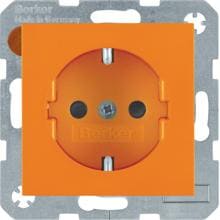 Berker 47238914 Steckdose SCHUKO mit erhöhtem Berührungsschutz, S.1/B.3/B.7, orange glänzend