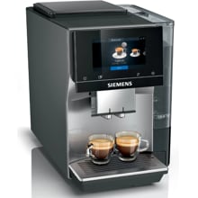 Siemens TP705D01 Kaffeevollautomat, 1500W, 2,4L Wassertank, 350g Bohnenbehälter, automatisches Entkalkungsprogramm, schwarz-silber