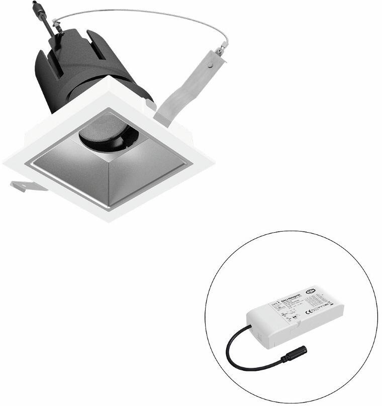 EVN SELECTO LED Deckeneinbau, quadratisch, schwenkbar, IP20, 220-240V/AC, 13W, 1517lm, 3000K, inkl. Netzgerät, DALI, Reflektor silber/matt, 2.137,000c