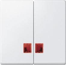 Doppelwippe mit rotem Symbolfenster, Polarweiß glänzend, System M Zentraleinsätze, Merten MEG3456-0419