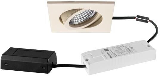 Brumberg TIRREL-S LED-Einbaustrahlerset mit LED-Modul, Konverter DALI dimmbar und Anschlussbox, 6W, 3000K, quadratisch, schwenkbar, beige struktur (41
