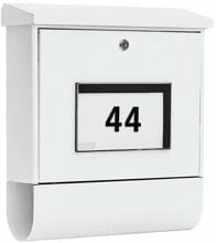 Burg Wächter Malaga 4400 W Solar-Briefkasten-Set, mit Zeitungsfach, Querformat, Öffnungsstopp, Hausnummernfeld, weiß (75320)