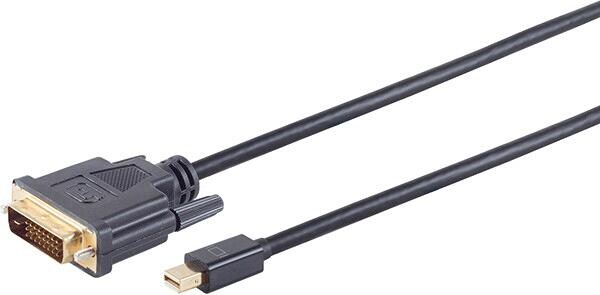 S-CONN Mini Displayportkabel 1.2/DVI D 24+1 Stecker, 1m, schwarz (10-55025)