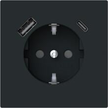 Busch-Jaeger 20 EUCB2USBAC-45M SCHUKO USB-Steckdosen-Einsatz Safety+, art linear, USB A/C, schwarz matt (2CKA002011A6322)