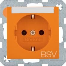 Berker 47508924 Steckdose SCHUKO, Aufdruck BSV, Beschriftungsfeld, S.1, orange glänzend