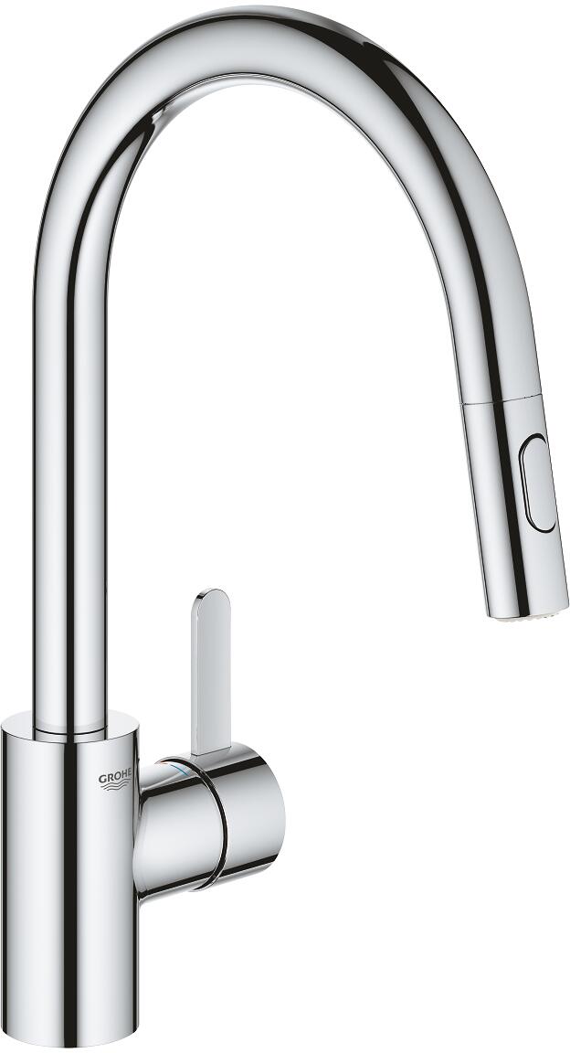 GROHE Eurosmart Cosmopolitan 31481 Einhand-Spültischbatterie, DN15, Hochdruck, hoher Auslauf, herausziehbare Dual Spülbrause, chrom (31481001)
