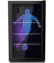 PKM GKS83FC1 Flaschenkühlschrank, 44,5 cm breit, 90 L, mit LED Fußballer Motiv, schwarz
