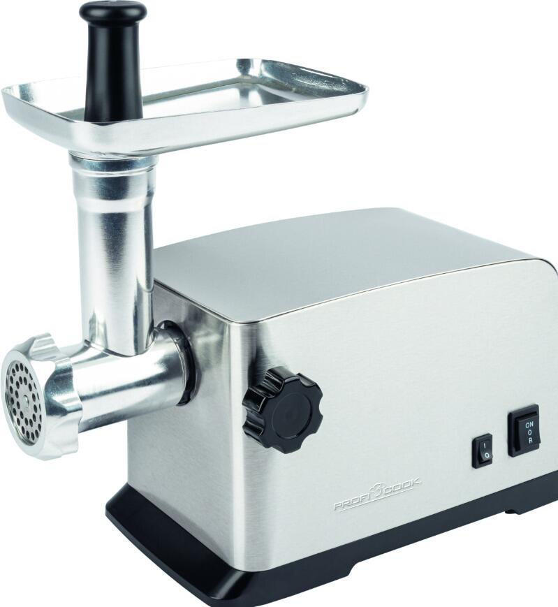 ProfiCook PC-FW 1272 Fleischwolf, Vor- und Rücklauffunktion, 3 Metall-Lochscheiben, Edelstahl (501272)