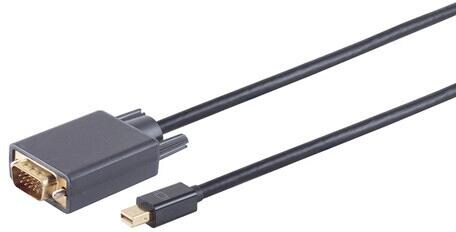 S-CONN Mini Displayportkabel 1.2 /VGA Stecker, schwarz, 2m (10-54035)