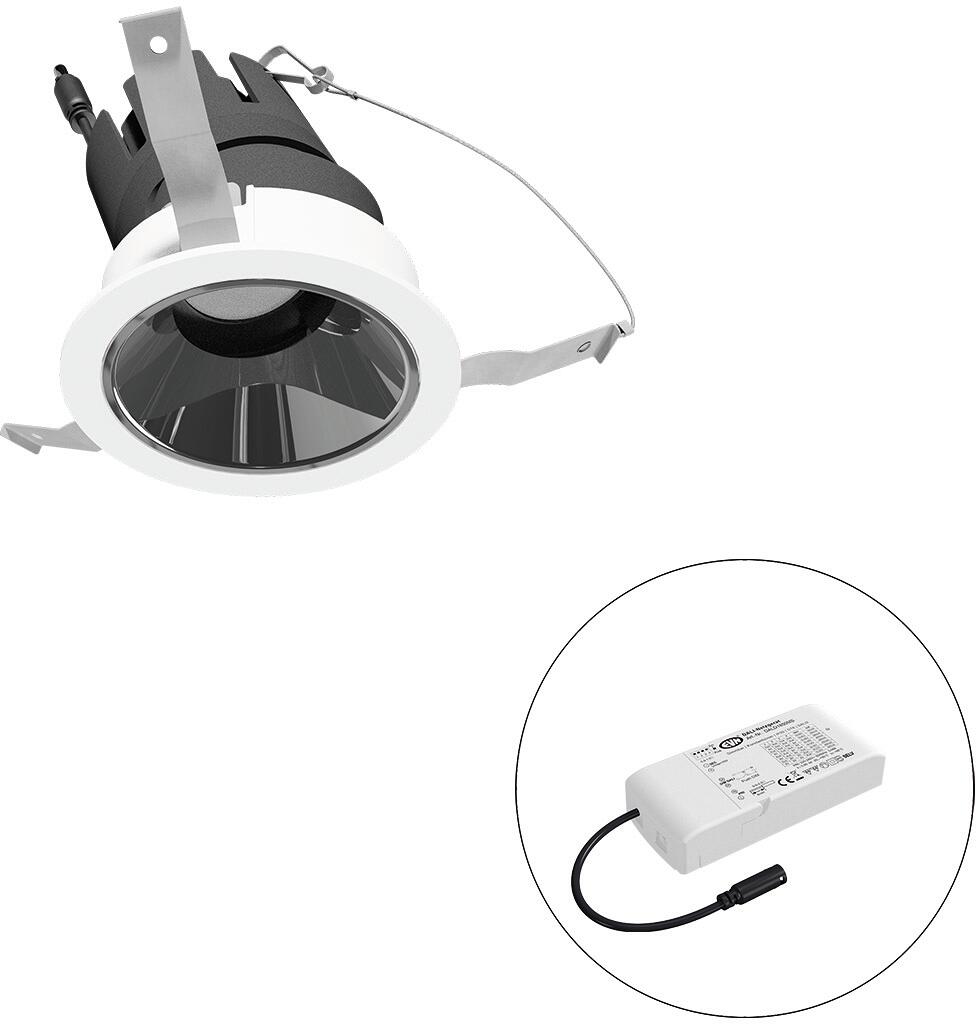 EVN SELECTO LED Deckeneinbau, rund, schwenkbar, IP20 220-240V/AC, 6W, 2700K, 686lm, inkl. Netzgerät, DALI, Reflektor silber/hochglänzend, 4.996,00, me