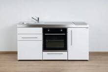 Stengel MPB 170 weiß Miniküche Premiumline, 170 cm breit, inkl. Backofen und Kühlschrank, ohne Kochfeld, Spüle links, weiß