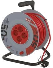 EMOS P09250 Kabeltrommel, SCHUKO, 4 Steckdosen, Länge 50m, 1,5mm², PVC, rot (1928045000)