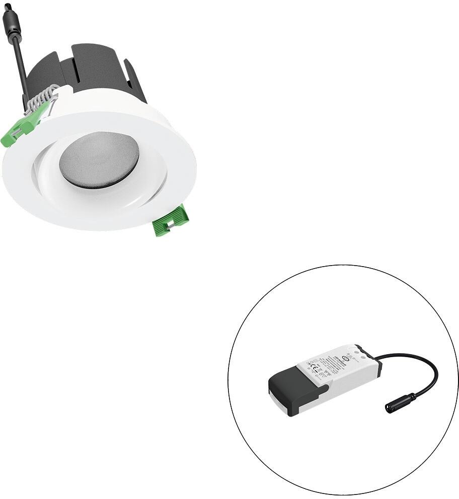 EVN SELECTO LED Deckeneinbau, rund, schwenkbar, IP20, 220-240V/AC, 6W, 4000K, 809lm, inkl. Netzgerät, Phase, Reflektor weiß/matt, 1.140,00cd, weiß (F1