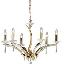 Brumberg STELLA Pendelleuchte inkl. Kette 700mm und Baldachi, E14, 6x40W, gold glänzend (850596)
