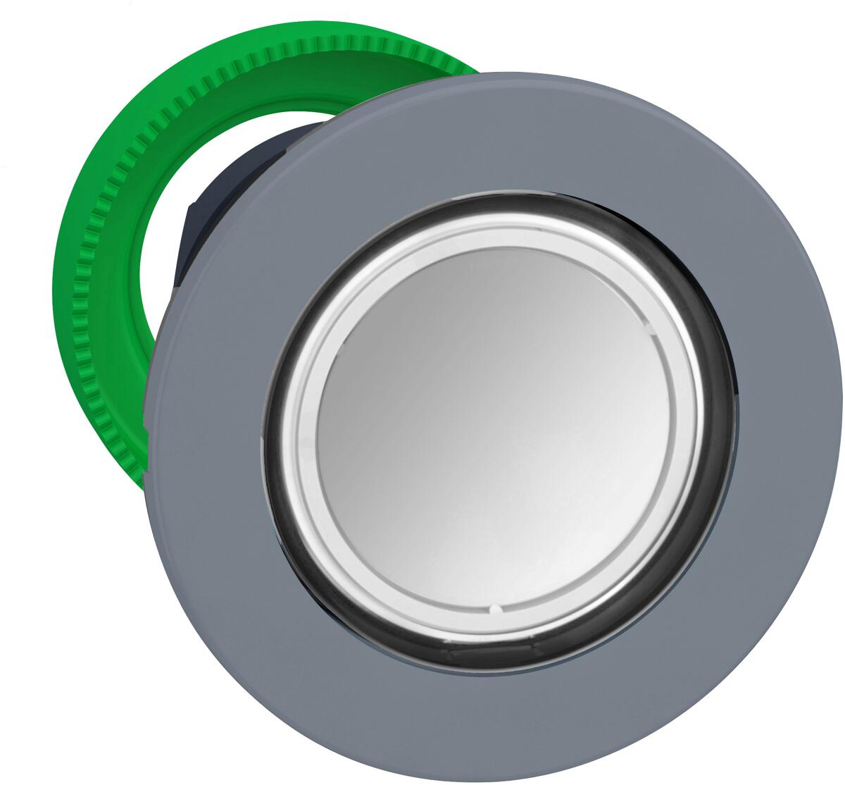 Schneider Electric ZB5FA18C0 Harmony XB5F, Leuchtdrucktaster, Frontelement, Kunststoff, 30mm, für universelle LED, für Einlegeschild, hellgrau, weiß