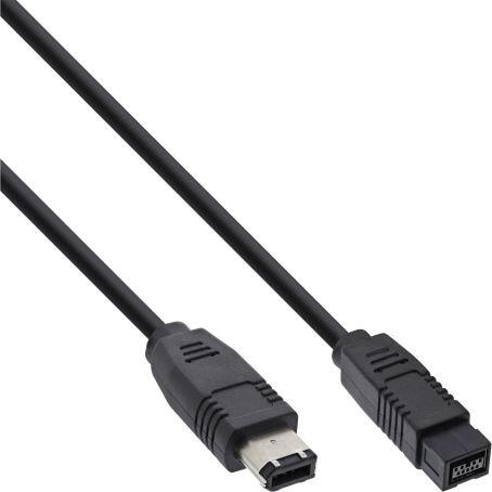 InLine FireWire Kabel, IEEE1394 6pol Stecker zu 9pol Stecker, schwarz, 1m (36901)