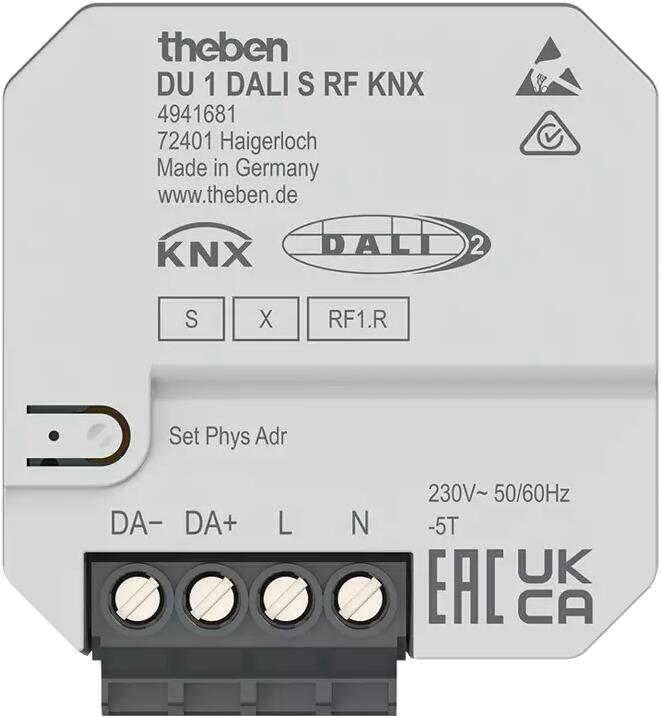 Theben DU 1 DALI S RF KNX DALI Funk-Aktor 1-fach, Unterputz, KNX TP, UP, Data Secure, Elektroheizung 4941681