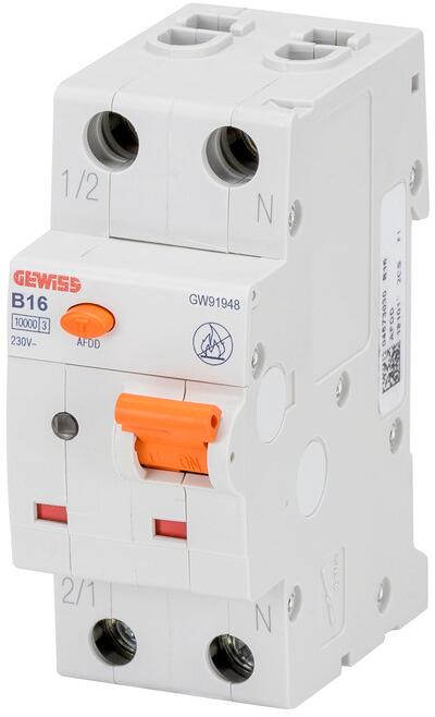 Gewiss AFDD Brandschutzschalter, Auslösecharakteristik C, 10A, 6kA, 1P+N, 2TE (GW91906)