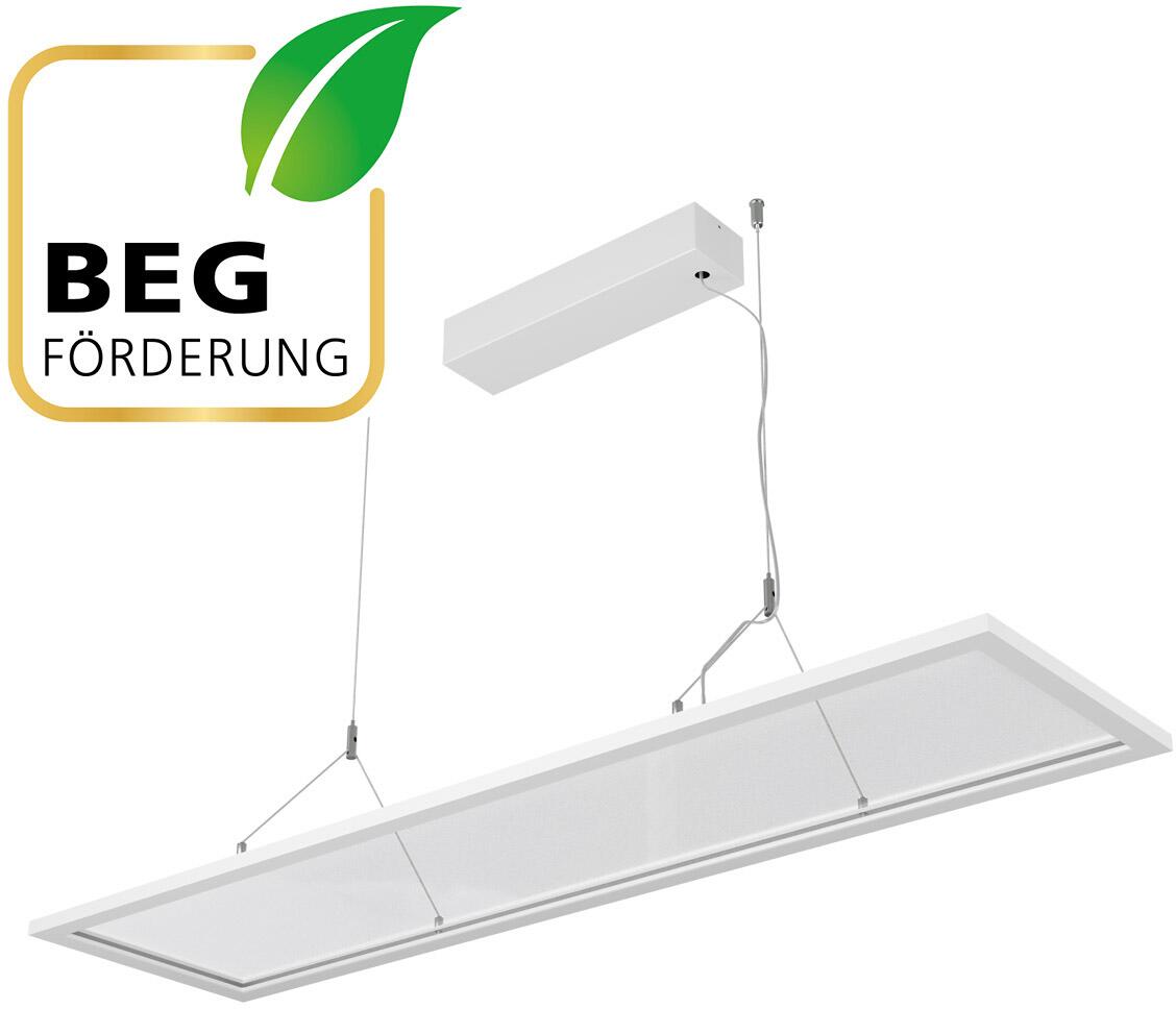 EVN OFFICIUM SWING LED Pendelleuchte, rechteckig, transparent, 220-240V/AC/DC, IP40, 29W, 33W, 35W, 38W, 3000K, 4000K, 3480-4750lm, weiß (PTSU120125)