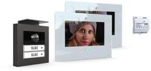 M-E Vistadoor VDV-20209-A-W Video Türsprechanlage, 2-Fam.-Haus Set RFID, ALU Außenstation, IP-Innenstation (App), anthrazit/weiß (41367)