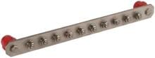 Dehn PAS I 10AP M10 Potentialausgleichsschiene, mit Federring, 10polig, 435 x 40 x 6 mm, V2A (472219)