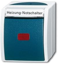 Busch-Jaeger 2601/6 SKWNH-53 Wippkontrollschalter/Heizung-Notschalter Aus- und Wechselschaltung, Grau/Blaugrün, Ocean IP44 (2CKA001085A1609)